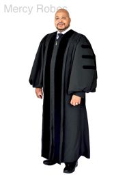 Mercy Robes Pulpit Robe Style 01 (Black With Doctoral Bars) | Mercy Robes