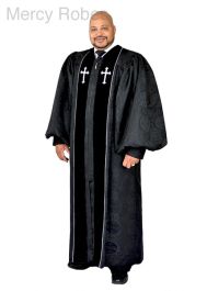 Mercy Robes Pulpit Robe Style 04 (Black Liturgical) | Mercy Robes