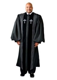 Mercy Robes Pulpit Robe Style 07 (Black/White) | Mercy Robes